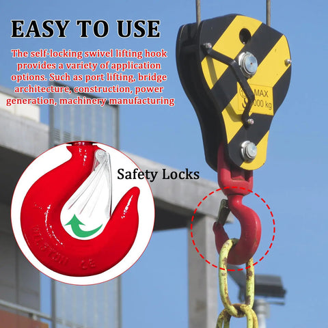 Beefy 7 Ton Heavy Duty Swivel Lifting Hook With Safety Latch Grade 80 Alloy Steel Heat Treated 360 Degree Rotation Galvanized Coating Waterproof And Rust Resistant hanging on crane chain