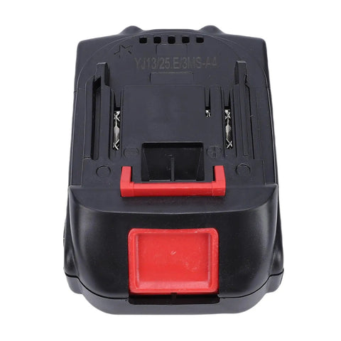 Badass Brushless Cordless Drill Kit With Heavy Duty Lithium Ion Battery Pack showing the battery with red clip and connectors.