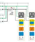 Wiring diagram of Two Channel IoT Relay Outlet Module for Smart Home Projects with built-in 10 Amp relays and AC 120V control.