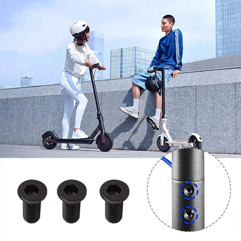 10 Piece M5 Handlebar Hex Screws With Wrench For Electric Scooters And Skateboards, close-up of black hex screws on grey background.
