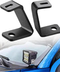 Off Road LED Pod Mount Bracket Kit 4 pack with adjustable clamps for front A pillar hood mounts universal fit on blue vehicle
