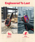 Handheld Thermal Imaging Camera With 240 By 240 TSIR Sensor, -4F To 1022F Range, 25Hz Refresh Rate, 18 Hour Battery, 2.8 Inch Screen, LED Lamp, 16 GB Storage, Temp Alerts, Auto Shutdown, IP54 Rugged Design, IP54 drop-proof camera in use