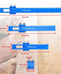 Aluminum Woodworking Ruler Set Featuring 6 Inch 8 Inch And 12 Inch Rulers With Slide Stop Dual Imperial And Metric Markings For Precise Carpentry And DIY Projects T Track Pocket Ruler For Scribing And Measuring displayed on a wooden surface.