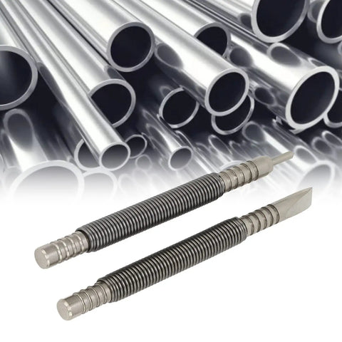 Hammerless Punch And Chisel Set with Spring Loaded Center Punch for No Hammer Needed Door Pin Removal with steel backdrop