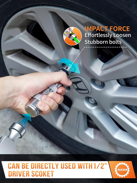 Using 1/2 Inch Manual Reversible Impact Driver Set With Extractor Bits 12 Piece S2 Steel Ultra Durable on car wheel bolt