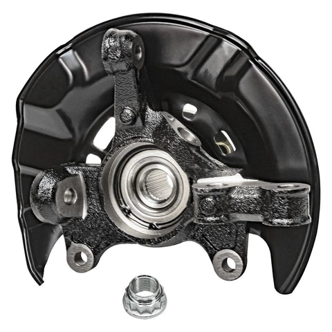 Two Piece Front Steering Knuckle Replacement Kit For 2009 To 2013 Toyota Corolla Matrix, includes one steering knuckle and bearing hub