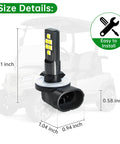 Super Bright Led Golf Cart Headlight Bulbs Fit Ezgo 1994 Plus Club Car Ds 1999 Plus Precedent 2004 Plus 12V dimensions and installation details
