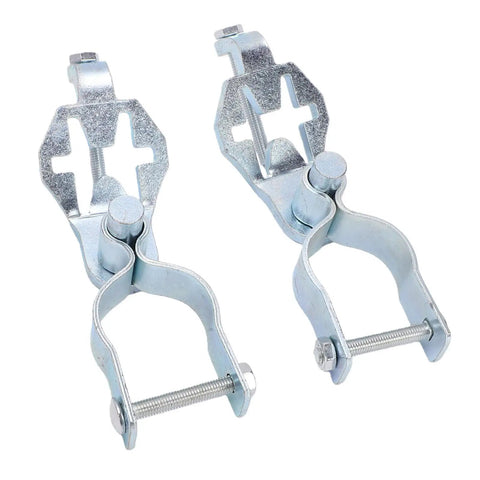 Heavy Duty Gate Hinge Kit With 47MM T Post Pins, 2 Sets For Chain Link Fence Gates, shining steel hinges close-up view