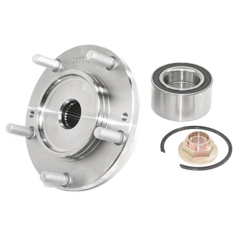Front Wheel Hub Repair Kit With Bearing, Studs, Snap Ring And Axle Nut, Forged Flange For Precise Fit, Complete Non Integral Wheel Hub Solution