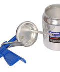 Heavy Duty Suction Feed Air Spray Gun With Nickel Plated Body For Latex Enamel And Stains Includes Filter Cleaning Kit showing blue handle and silver cup.