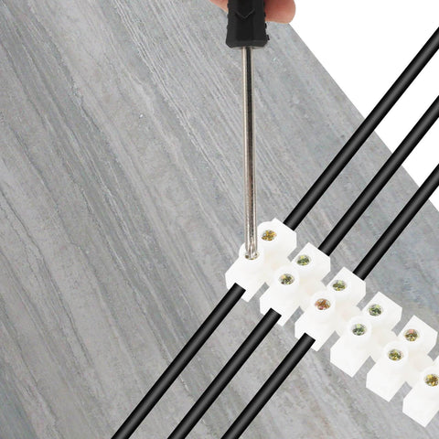 10 Piece Terminal Block Set With 12 Position Dual Row Barrier Strip Connector 10A 380V Flame Retardant PP Housing Self Locking Screws