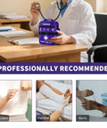 Doctor holding Premium 520 Piece First Aid Kit Large Emergency Medical Kit for Car Home Travel Camping Hiking, purple color