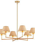 39 Inch Boho Rattan Chandelier With Six Warm Bulbs Hits Different On Your Kitchen Island Dining Table Or Living Room Ceiling Using Real Natural Weave And Seamless Brass Rods Built Big Time Safe Through UL Certification - elegant design with natural woven shades
