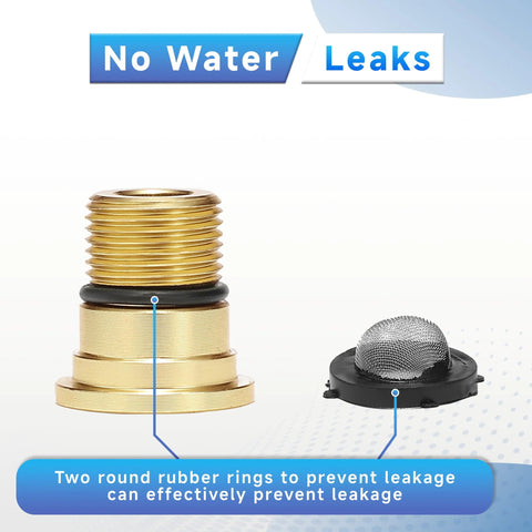 EZALOR brass pressure washer inlet fitting, 3/4 in F to 3/8 in M, gold with rubber seal; includes mesh filter; 2-pack