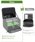 Comparison of golf trunk organizer with two-layer storage, shoe pocket, adjustable support vs competitor's version.