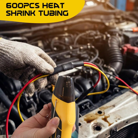 BossLevel Sweet 600Pcs Heat Shrink Tubing Bundle Paired With 350W TwoTemp Mini Heat Gun using heat gun on vehicle wiring.