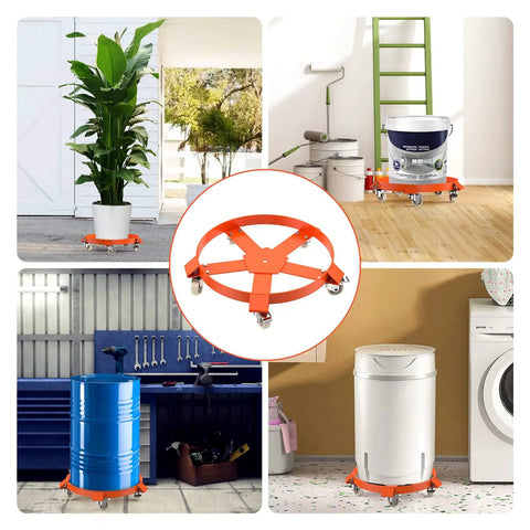 55 Gallon Drum Dolly Built Tough With 1250 Pound Capacity And Sturdy Steel Frame Five Swivel Wheels used with various containers