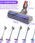Replacement No-Tangle Vacuum Head For Dyson Cordless V7 V8 V10 V11 V15, Quick Release Motor Head Brush Roller, size details and compatibility
