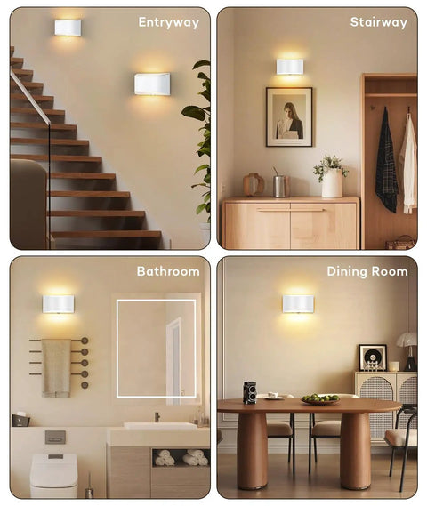 Modern LED Wall Sconce Set Of 2 Hardwired Dimmable Warm White 3000K Up And Down Indoor Wall Mount Lamps in diverse room settings