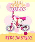 Pink and white kids bike with colorful spoke beads, Ride Along Dolly theme, Colorful Spoke Beads For Kids Bikes 30 Pcs Spokies Snap On Beads