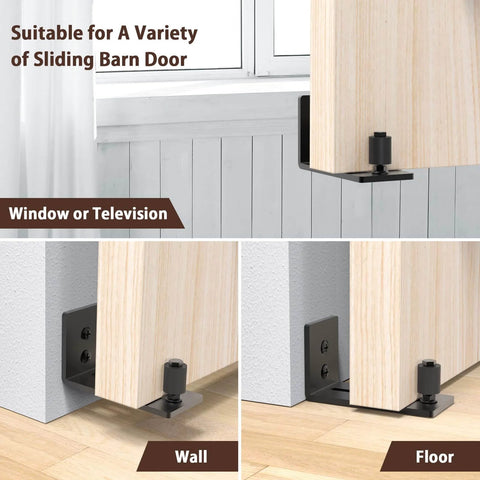 Sliding barn door floor guide included in 6.6Ft Barn Door Hardware Kit With Adjustable Floor Guide For Quiet, Smooth Sliding.