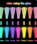 Lit Ultra Bright Glow Sticks Bulk 50 Pack for Parties, Neon colors green, blue, purple, and red with glow effect