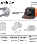 Old School Yet Cool Mesh Hats For Men And Women Lightweight Trucker Cap with size display and measurements chart