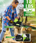 Person using Gas Powered Chainsaw For Farm And Ranch Use, Heavy Duty Wood Cutting Beast With 58cc 3.6 HP Pro Power And NiCom Plated Cylinders