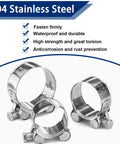 Stainless steel T bolt hose clamps with features text, 30 Pcs T Bolt Hose Clamps Set For Cars And Gearheads, 6 Sizes 17-35mm.