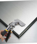 3 Inch Hand Seamer Sheet Metal Bending Tool With Anti Slip Jaws And Locking Handle in use on metal sheet