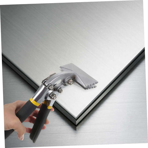 3 Inch Hand Seamer Sheet Metal Bending Tool With Anti Slip Jaws And Locking Handle in use on metal sheet