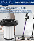 Six Pack XR Filter Replacement For Cleanview XR 200W And Cleanview XR Pet 300W Stick Cordless Vacuum Cleaner Models 3789U 3789X 3797V 3797W 3789 3797 Bundle, washable HEPA pleated filter