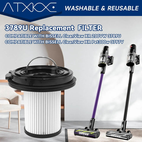 Six Pack XR Filter Replacement For Cleanview XR 200W And Cleanview XR Pet 300W Stick Cordless Vacuum Cleaner Models 3789U 3789X 3797V 3797W 3789 3797 Bundle, washable HEPA pleated filter