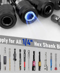 Non Slip Bit Holder Key Chain Set Six Pack For One Quarter Inch Hex Shank Bits Compatible With Drill And Impact Driver Quick Change And Easy Access Black