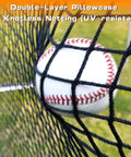L Screen Baseball Pitching Net 7 By 7 Feet Portable for Backyard Batting Cage Practice with baseball in netting