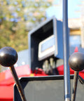 4 Piece Threaded Ball Knobs Set M6 X 20mm Phenolic Plastic Pro Grade Ball Handles installed on machine levers