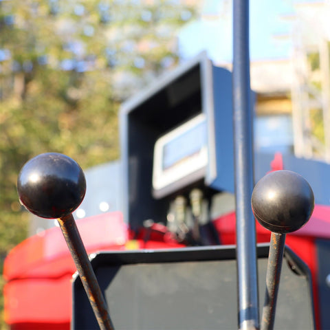 4 Piece Threaded Ball Knobs Set M6 X 20mm Phenolic Plastic Pro Grade Ball Handles installed on machine levers