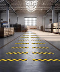 Anti Slip Grip Tape 2 Inch By 60 Foot High Traction Non Skid Tape For Stairs Floors Ladders Decks Ramps Indoor Outdoor Use Yellow And Black Caution Zones Safe Steps DIY Friendly Moisture Resistant UV Resistant applied in warehouse aisle