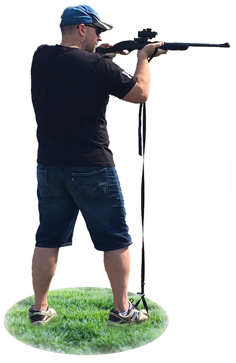 Man using Pro Grade Camera Stabilization Bundle With Monopod Stabilization System And Screw Module for steady shooting position.