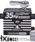 Waterproof 35kg-Cm RC Servo With Metal Gear Digital Coreless Motor Aluminum Case, parts kit visible, for RC Crawlers Cars Trucks Buggies