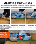 Operating instructions for Electric Strapping Machine With 3000mAh Battery No Tool Needed Automatic PP PET Strap Tool Portable Banding Gun Easy One Hand Operation Includes Gloves Dual Batteries For Quick Tool-Free Tensioning