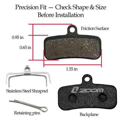 Measured Go-To 4-Piston Brake Pad Replacement Set For Zoom HB-876 And HB-876E Semi-Metallic Disc Pads Compatible With Shimano D02S D03S