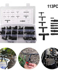 113 Piece Hose Connector Kit With Reducers, Straight Fittings And T Connectors - Plastic Plumbing Set For Cooling And Fuel System Repairs, Black