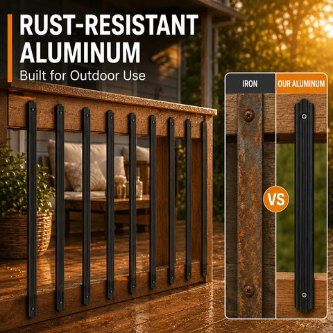 32.25 Inch Metal Deck Balusters 50 Pack Flat Spindles For Composite And Metal Railings Aluminum Deck Balusters For Easy Stair And Balcony Upgrades Iron Black Finish