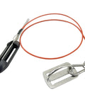 Spearfishing Stringer For Fish With 33 Inch Coated Stainless Cable And Heavy Duty Carabiner Belt Attachment on white background