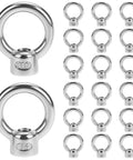 Heavy Duty 316 Stainless Steel Lifting Eye Nuts In One Quarter Inch Unc Thread showing 20 corrosion resistant hardware pieces.