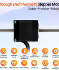 Through Shaft Nema 11 Stepper Motor with 31mm body, showing side view with cable and threaded rod in background.