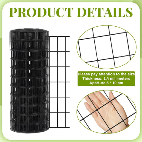 Heavy Duty Galvanized Welded Wire Fence Roll 24 By 50 Feet 2X4 Inch Steel Mesh close-up showing mesh thickness and hand size for livestock pens.