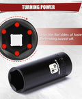 Close-up of 9/16 inch socket from Impact Socket Set 1/4 Inch Drive, 50-Piece CR-V Steel, 6 Point SAE and Metric, Black Phosphate