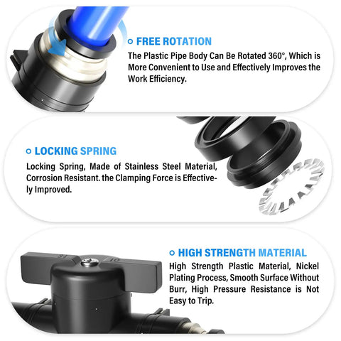 Detailed view of 6mm OD Ball Valve Air Flow Control Valve Push To Connect Fitting BVU6 Pack Of 3, highlighting rotation, spring, and material features.